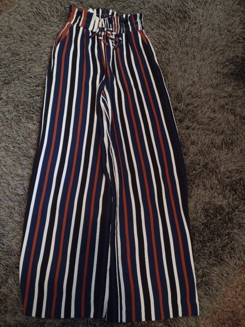 Express XS Wide Leg Super High Rise Striped Pants